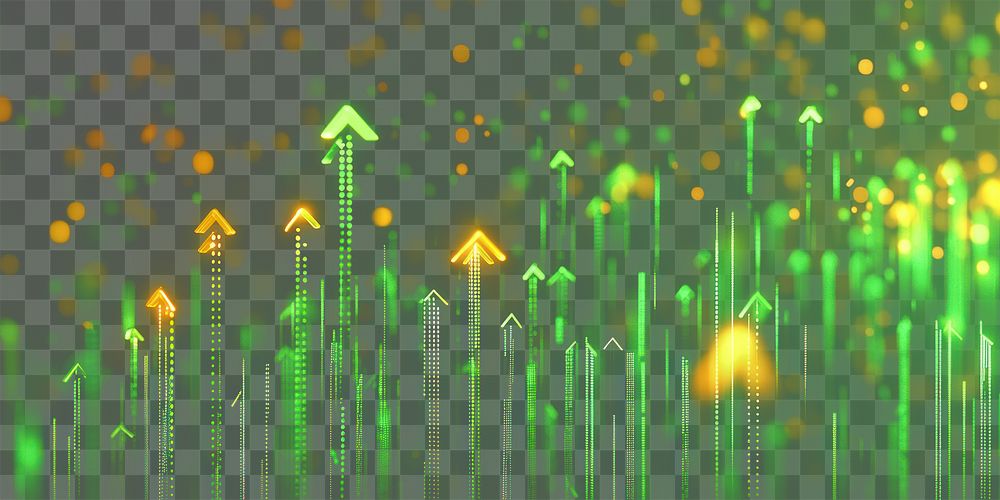 PNG Glowing arrows pointing upwards green background financial.