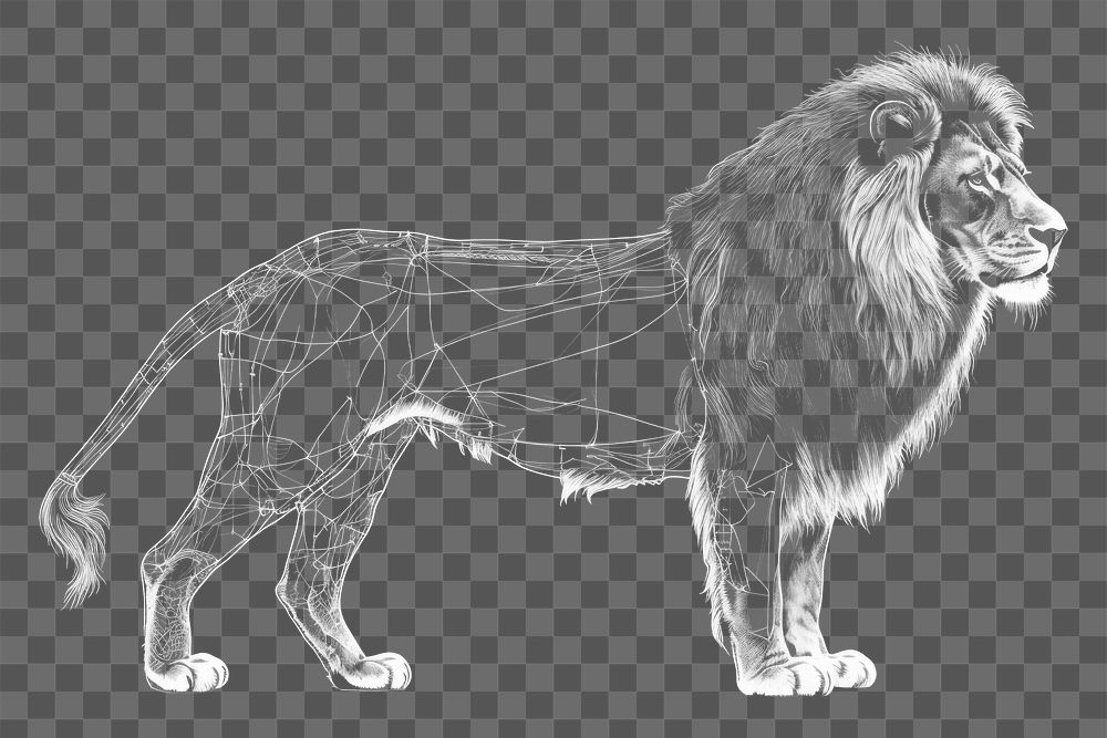 PNG  Lion diagram drawing animal.