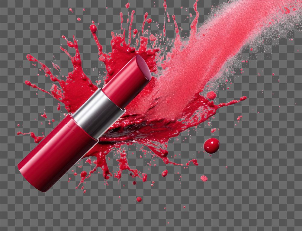 PNG  Lipstick cosmetic with red splash cosmetics lipstick splattered.