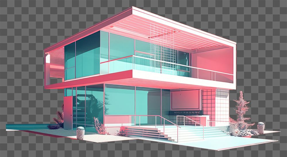 PNG Modern house architecture building dollhouse. AI generated Image by rawpixel.