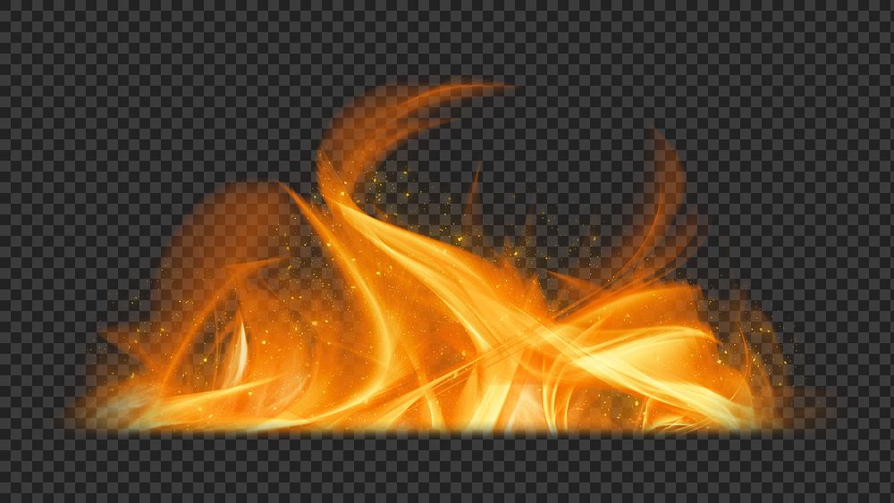 Retro png orange fire flame border