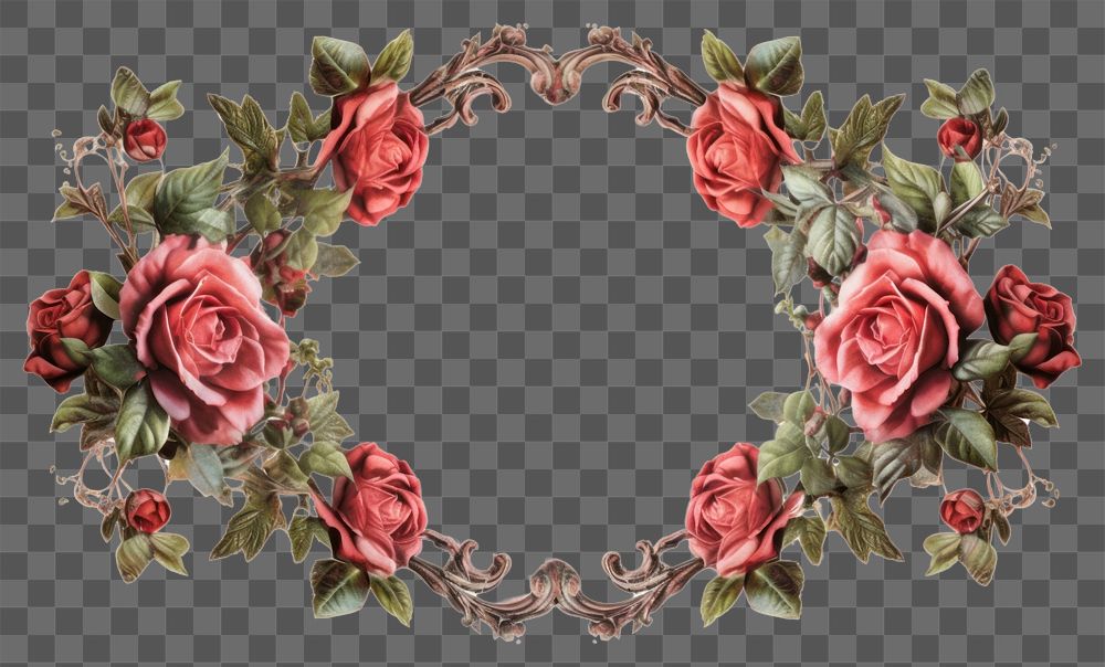 PNG Rose pattern flower plant. AI generated Image by rawpixel.