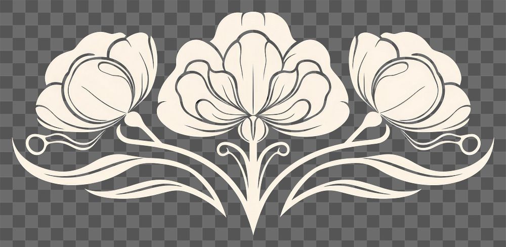 PNG  Peony divider ornament art graphics pattern.