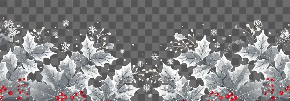 PNG Festive winter holly leaves illustration.