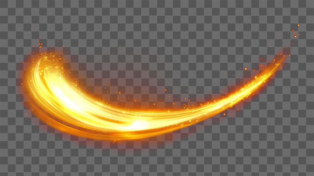 PNG Curve golden glowing light background effect trail.