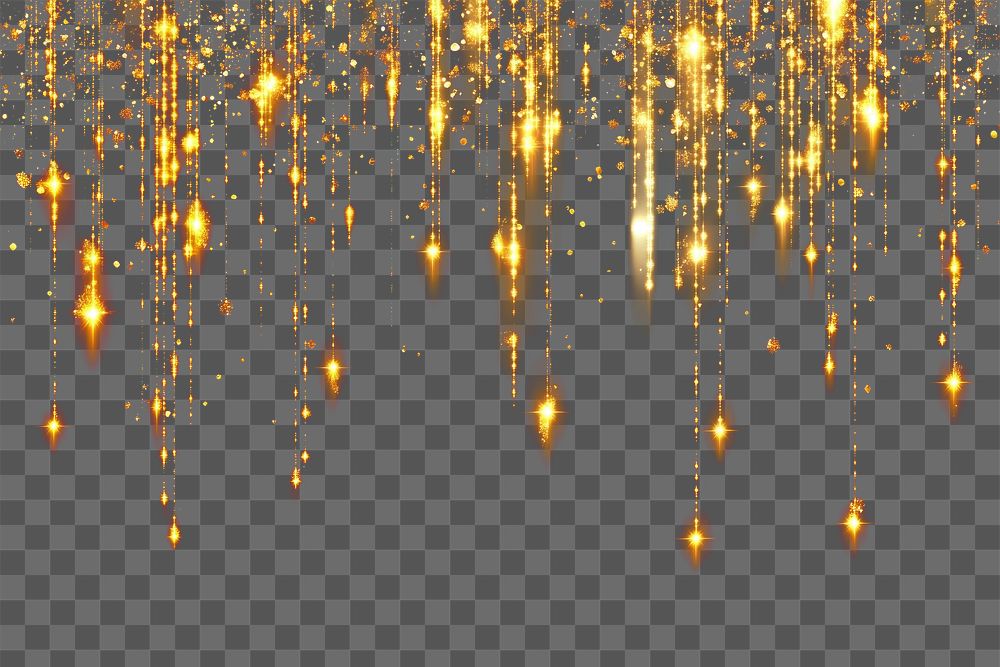 PNG Golden glitter falling background elegant lights.