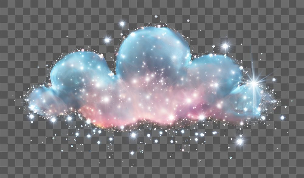 PNG Cloud with a sparkle universe night illustration.