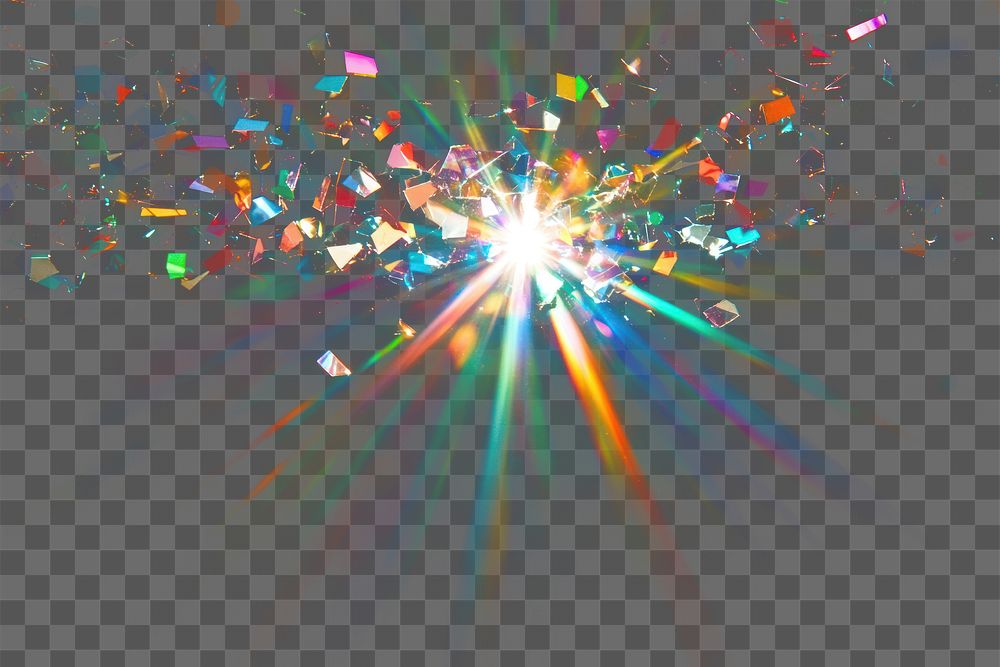 PNG Light confetti flare prism explosion.