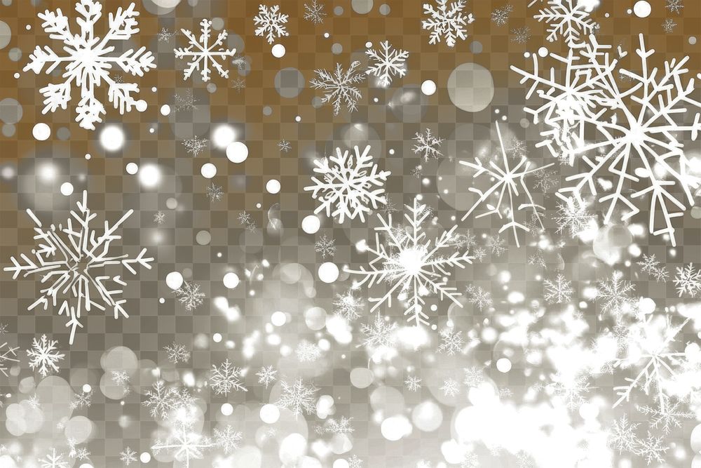 PNG A beige background with white bokeh and snowflakes art celebration chandelier.