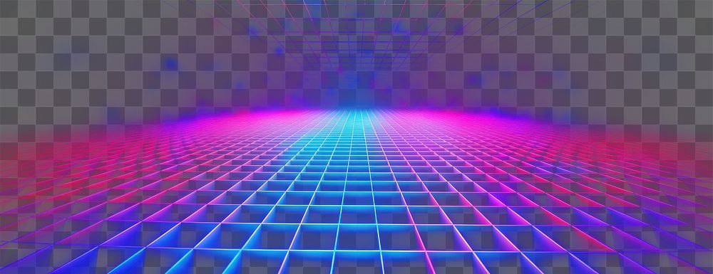 PNG Abstract retro neon grid.