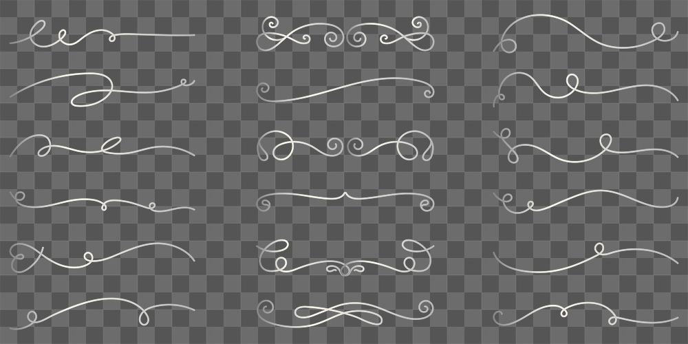 PNG Elegant vintage decorative flourishes set on transparent background