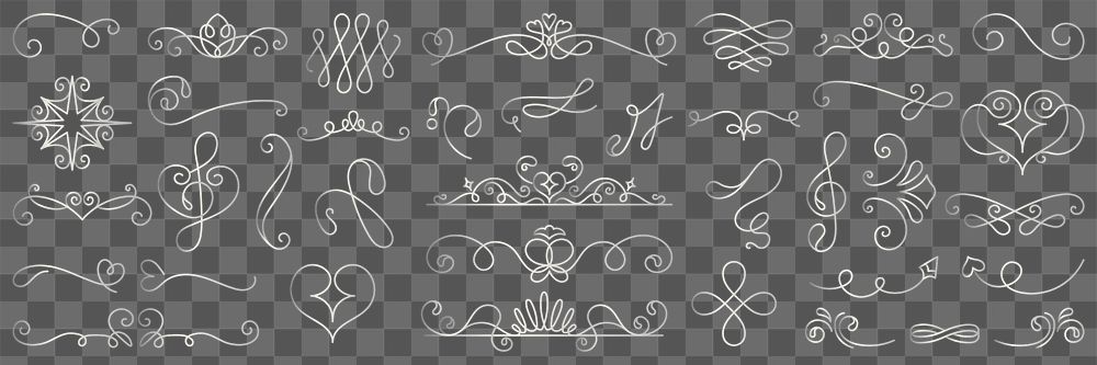 PNG Elegant vintage decorative flourishes set on transparent background