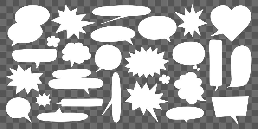 PNG Variety of speech bubbles., transparent background