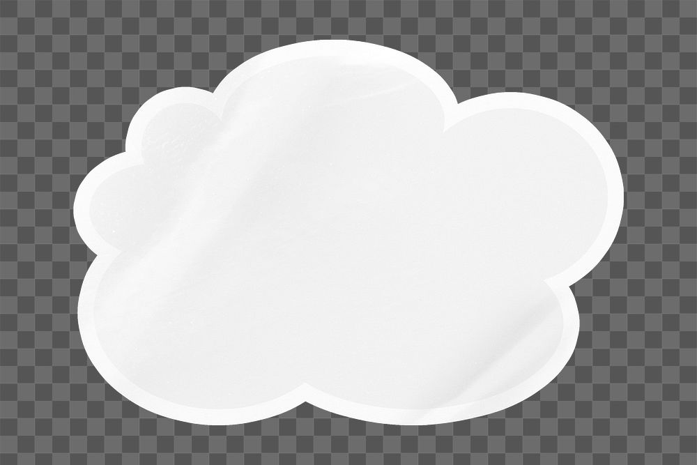 PNG blank cloud shape sticker, off white collage element, transparent background