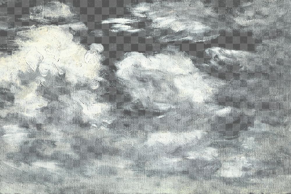 Cloudy sky png overlay, vintage painting remixed by rawpixel, transparent background