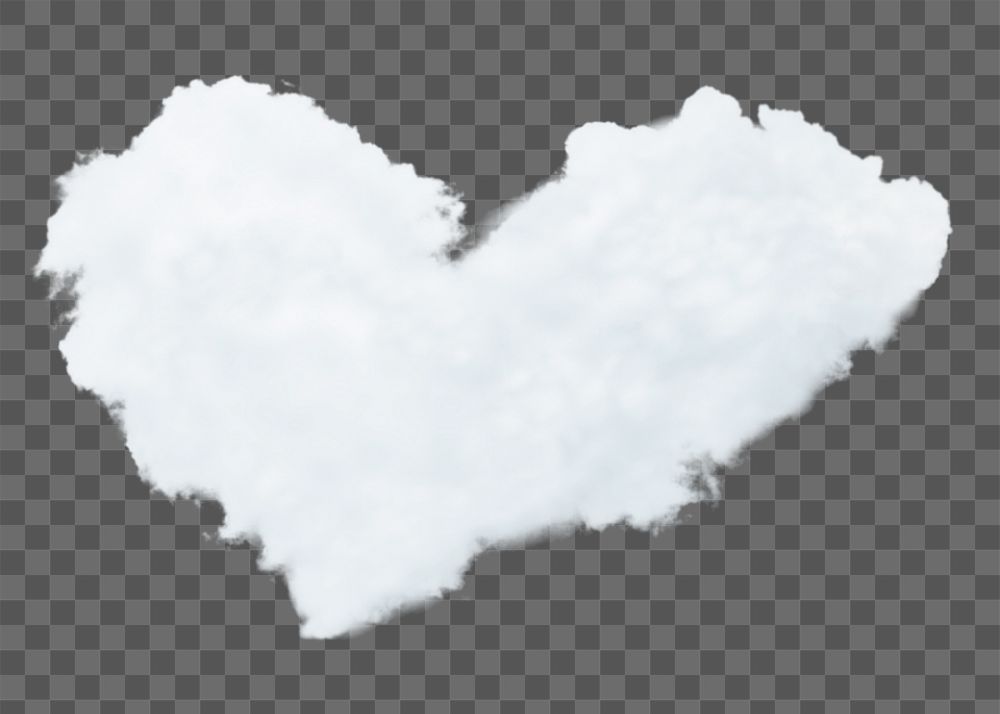 Cloud png sticker, heart shape, transparent background
