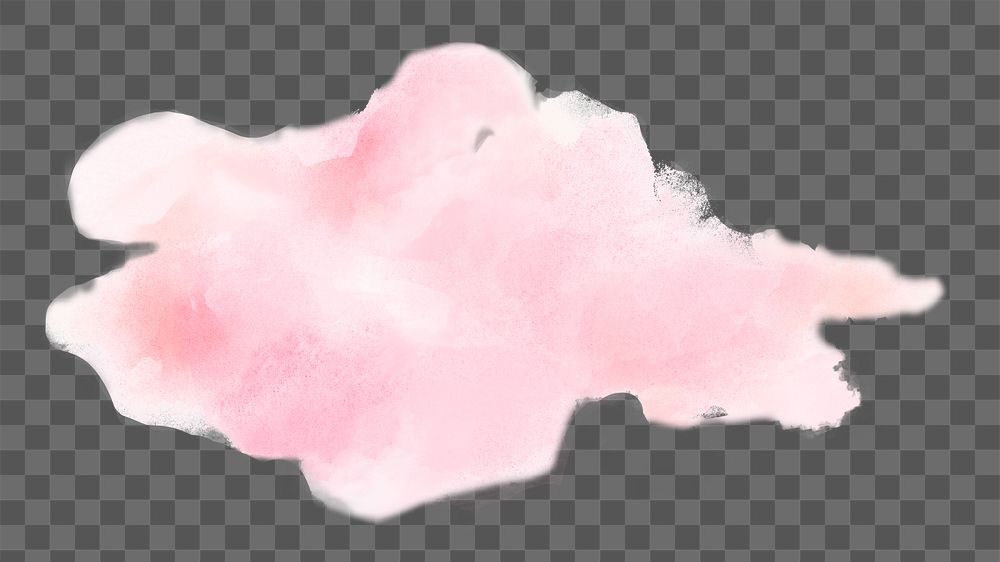 Pink cloud png sticker, watercolor design in transparent background