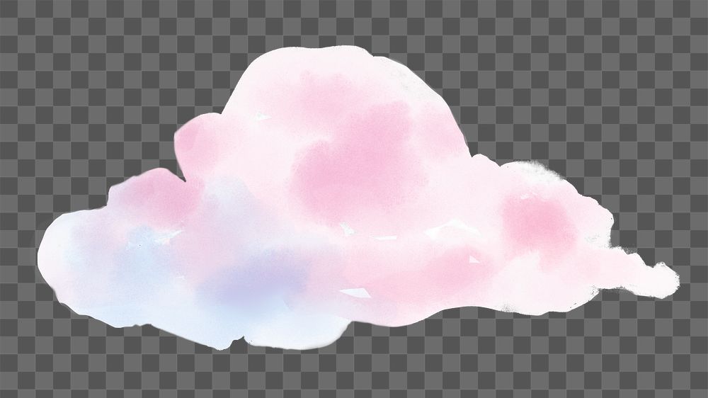 Aesthetic cloud png sticker, watercolor design in transparent background