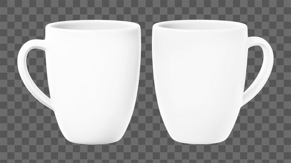 White coffee mugs png sticker, transparent background