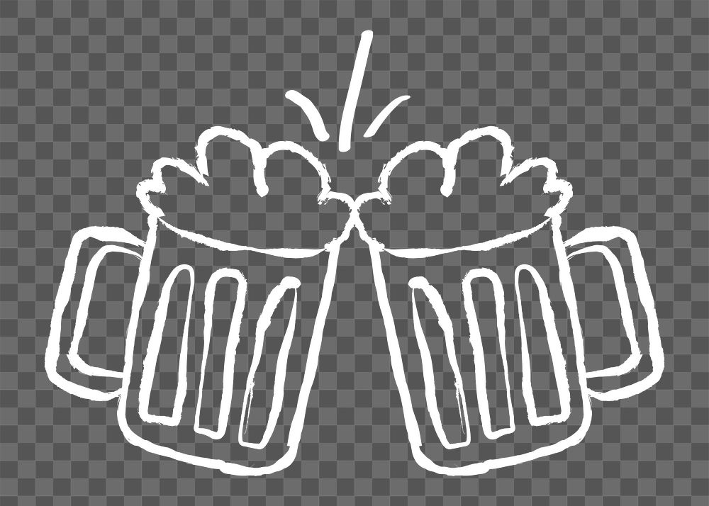 Clinking beer glasses png sticker, transparent background