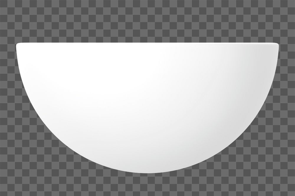 3D hemisphere png, white geometric clipart, transparent background