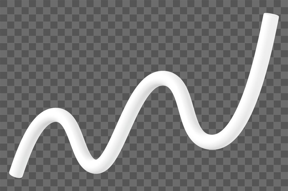 3D white squiggle png, wavy shape clipart, transparent background