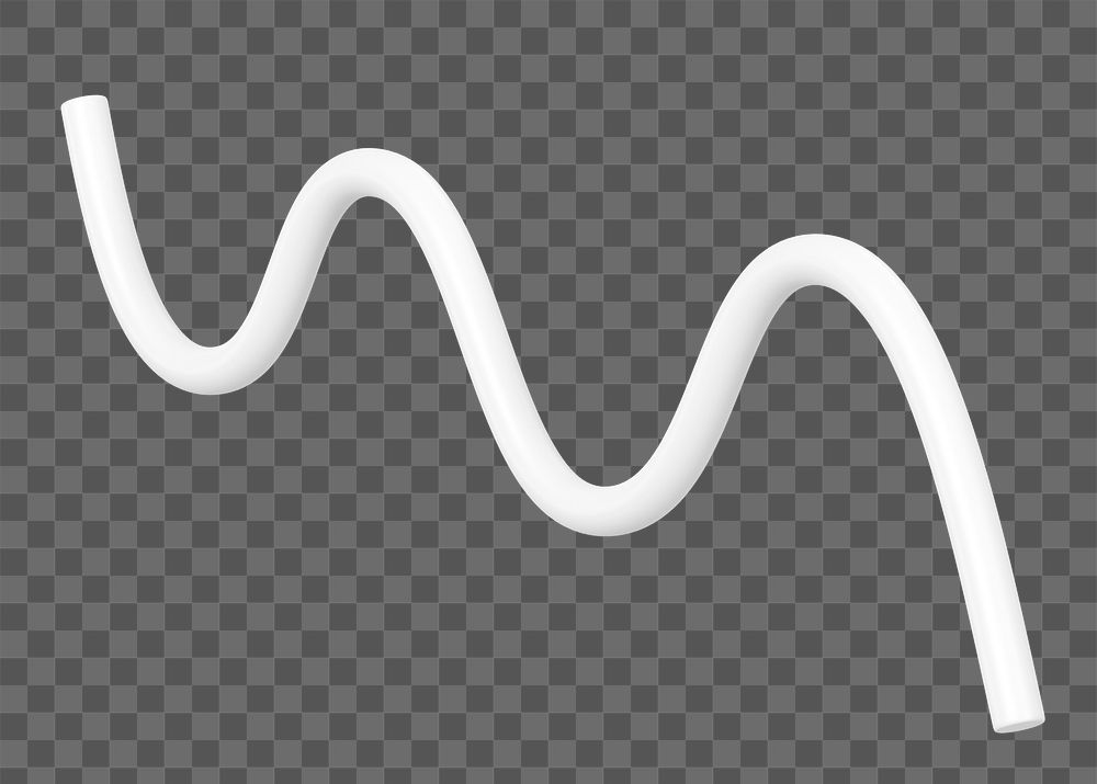 3D white squiggle png, wavy shape clipart, transparent background