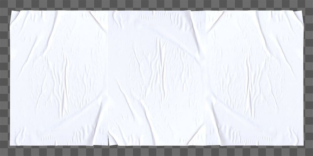 PNG blank wrinkled white poster, transparent background