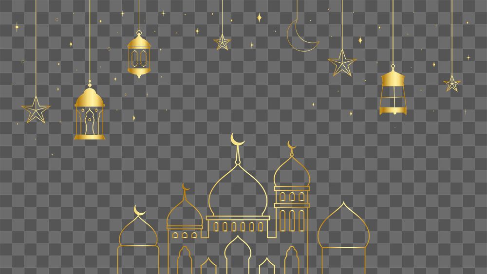 Gold Ramadan png border frame, transparent background
