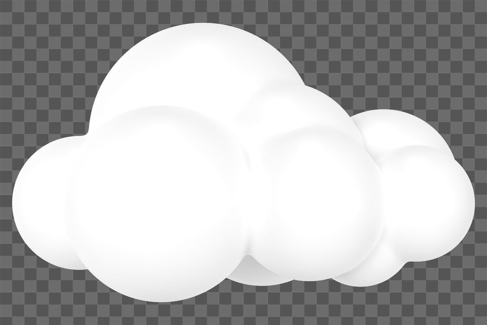 3d rendering png cloud sticker, cute collage element on transparent background