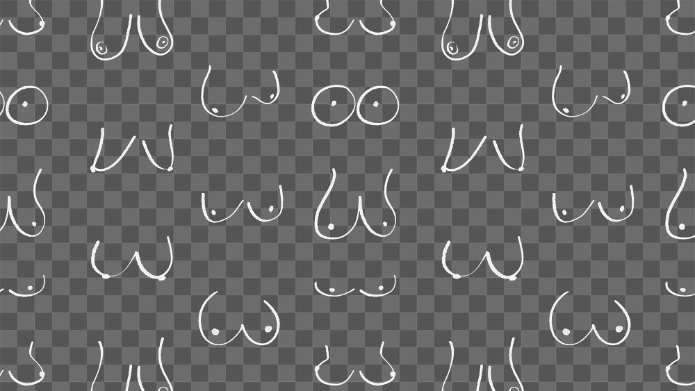 Women's breast png doodle pattern, transparent background