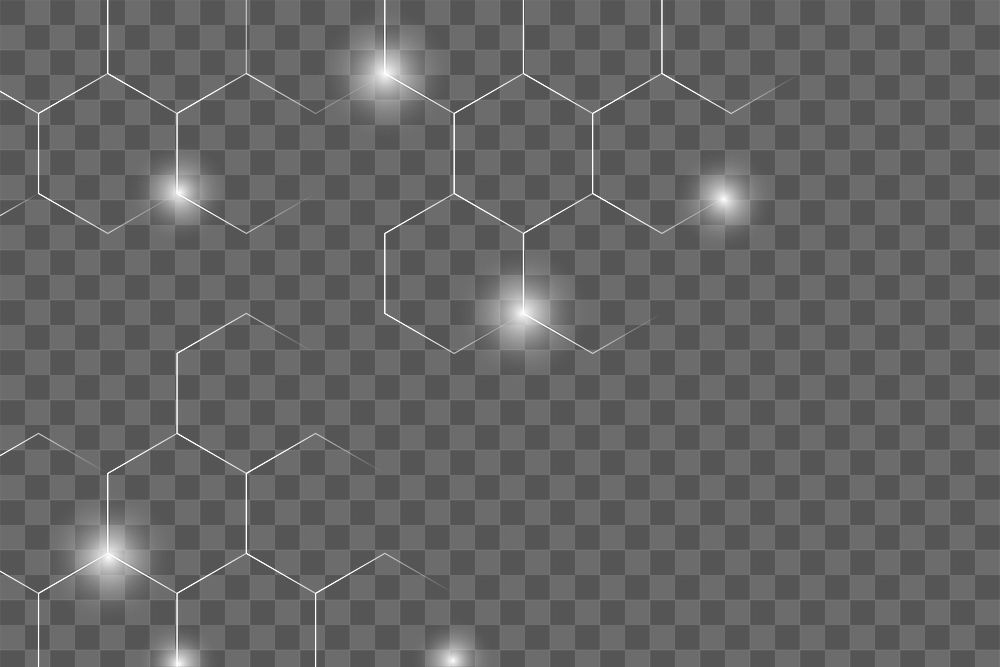 White hexagon png digital border, transparent background