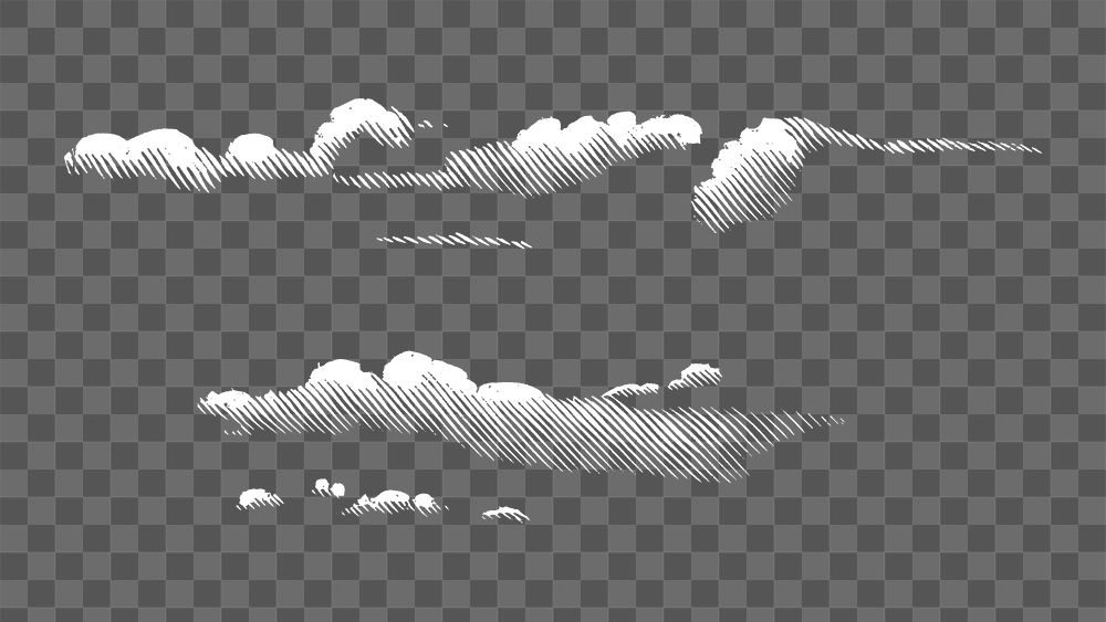 PNG Cloud element, vintage weather illustration, transparent background.  Remixed by rawpixel. 