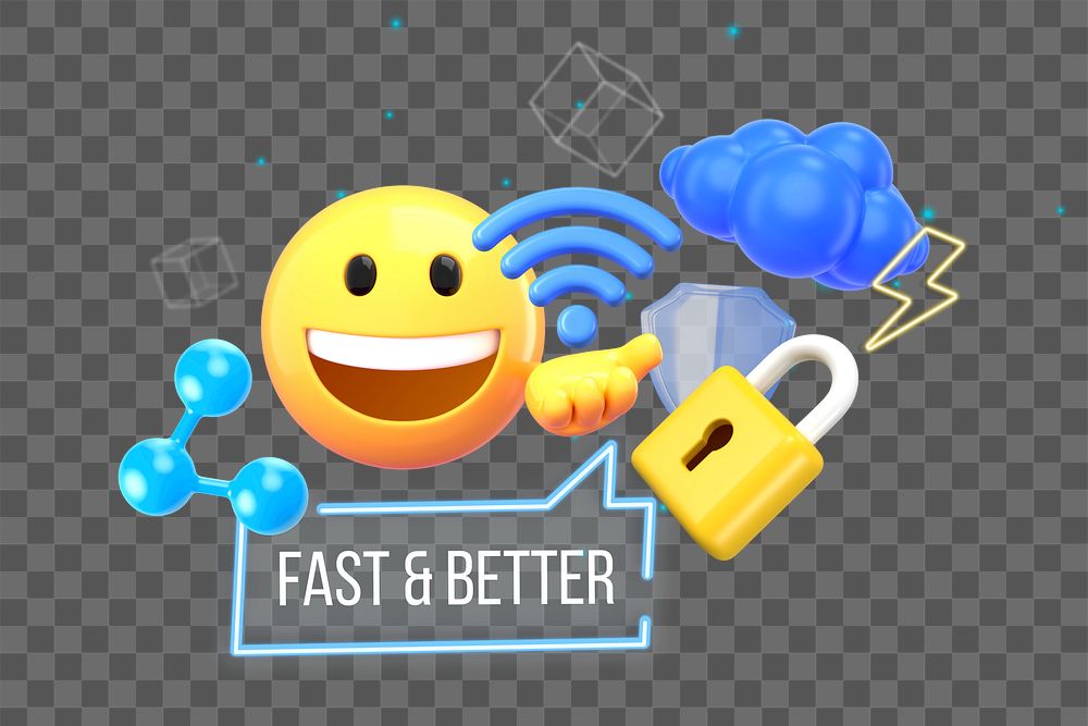 Fast & better technology png word element, 3D collage remix, transparent background