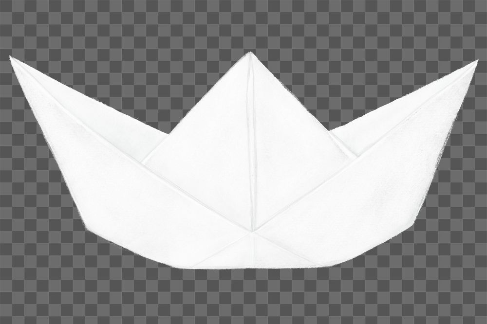 White boat origami png, transparent background