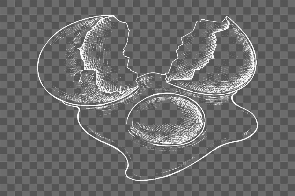Png cracked egg illustration collage element, transparent background