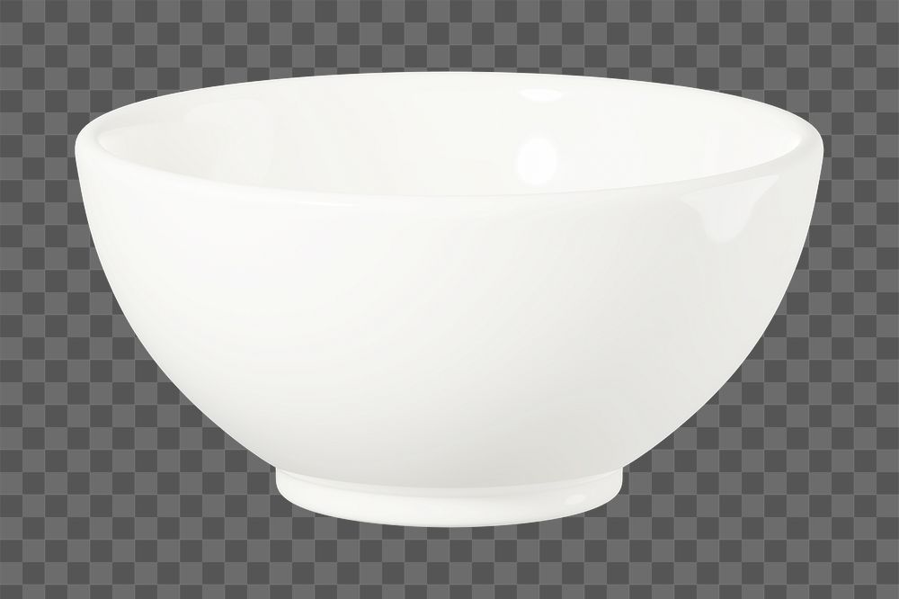 PNG 3D white bowl, element illustration, transparent background