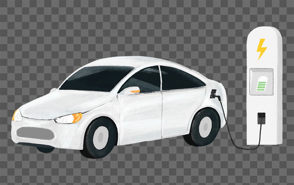 Png car charing environment illustration, transparent background