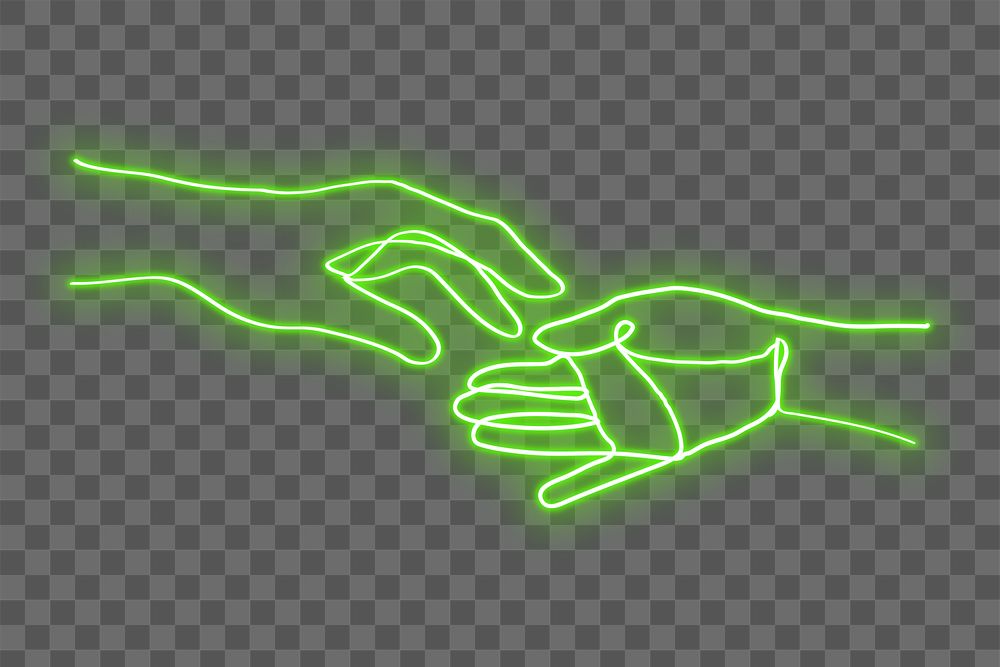 PNG neon green hand illustration, transparent background