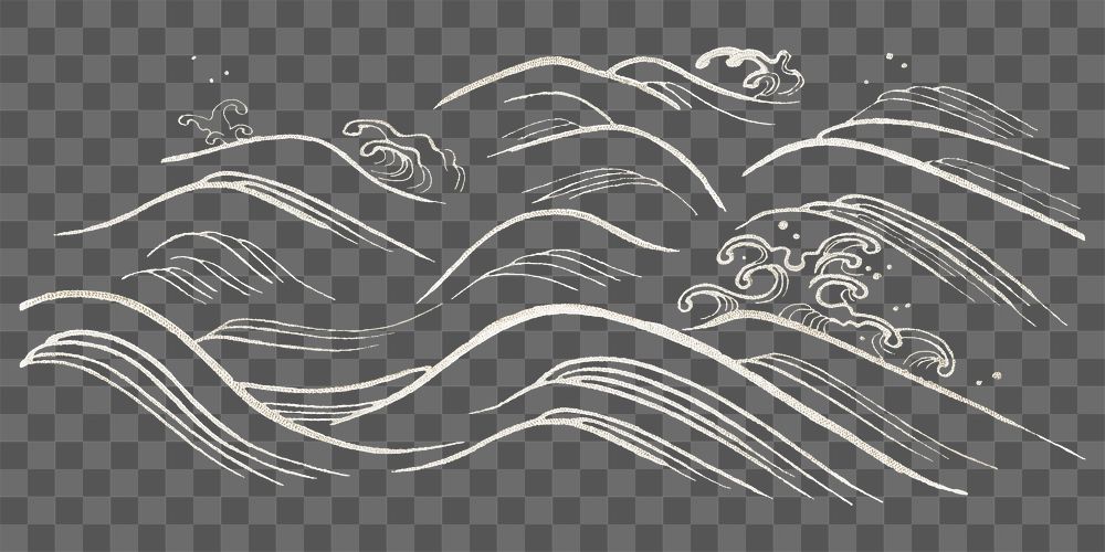 PNG Japanese ocean wave, vintage illustration, transparent background. Remixed by rawpixel.