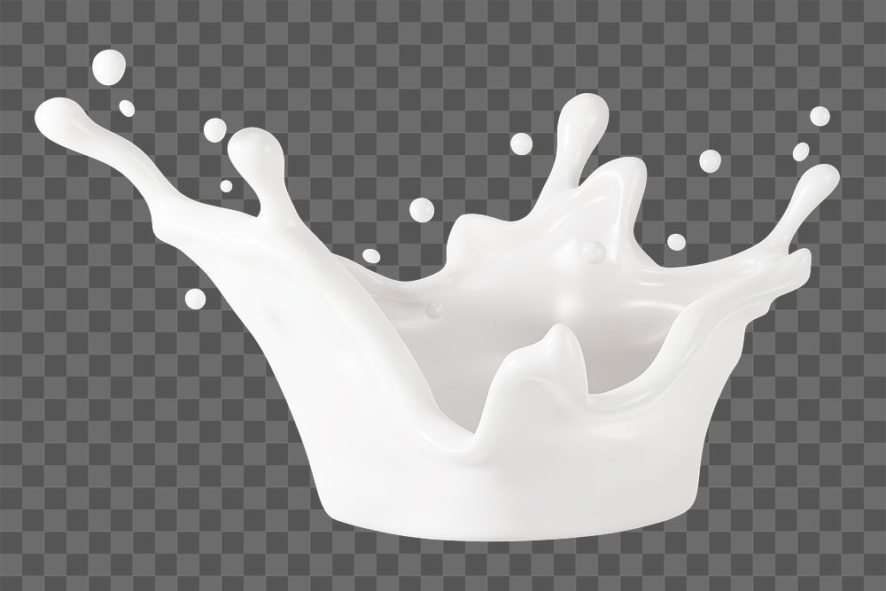 PNG 3D milk splash, element illustration, transparent background
