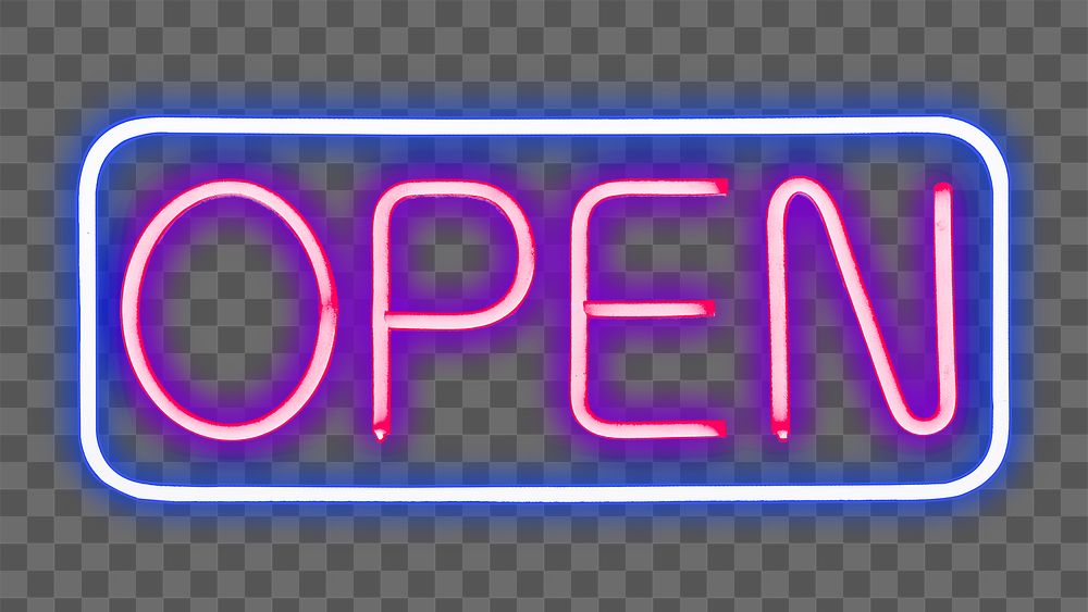 Png pink neon bar open sign, transparent background