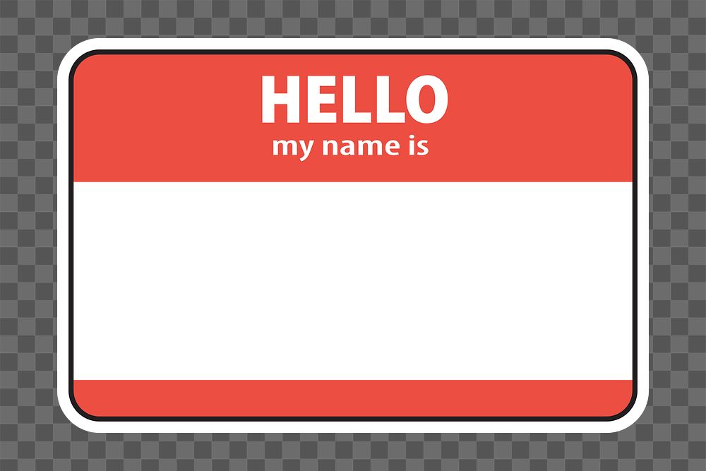 PNG hello my name is badge, transparent background