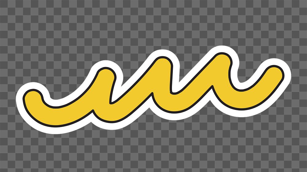 Yellow doodle line png, transparent background