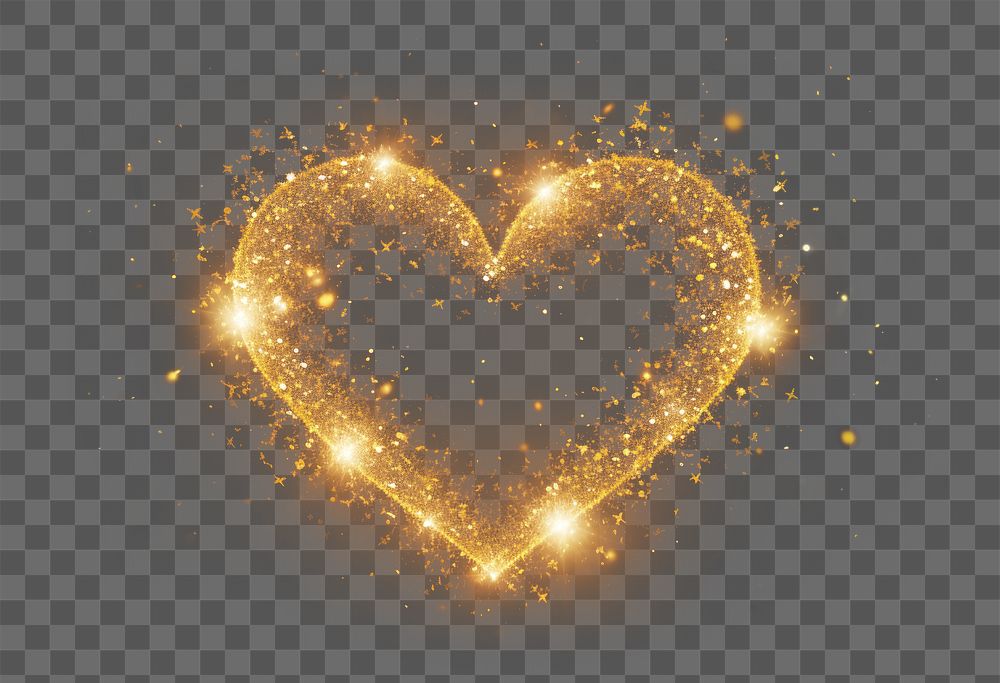 PNG gold heart glitter bokeh effect, transparent background AI generated image by rawpixel