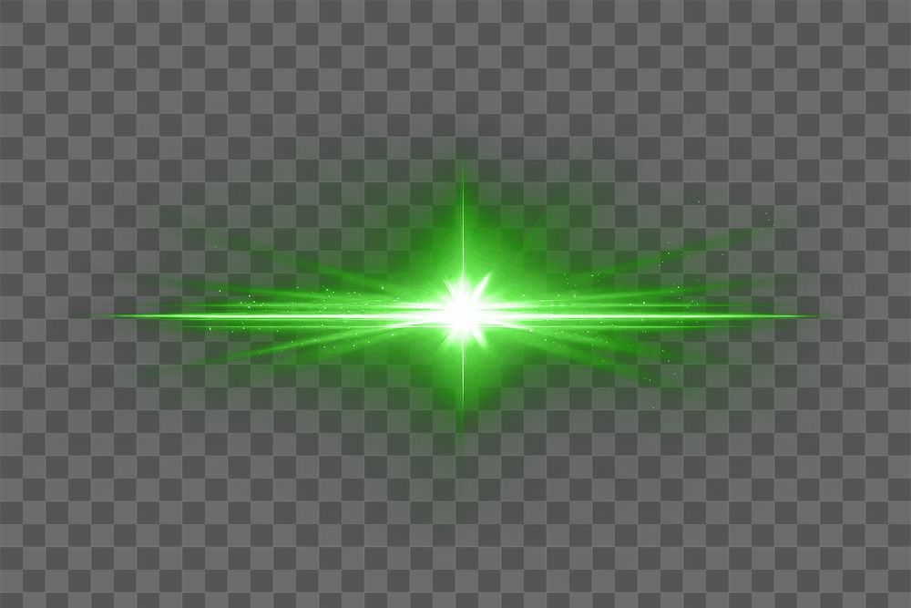 Sunburst png green light effect sticker, transparent background