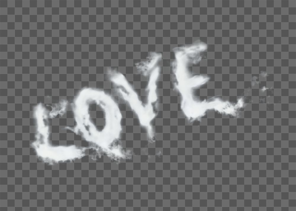 Love cloud typography png, transparent background