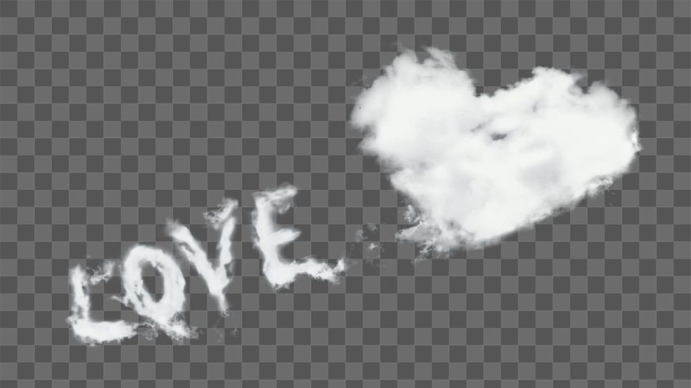 Love cloud typography png, transparent background