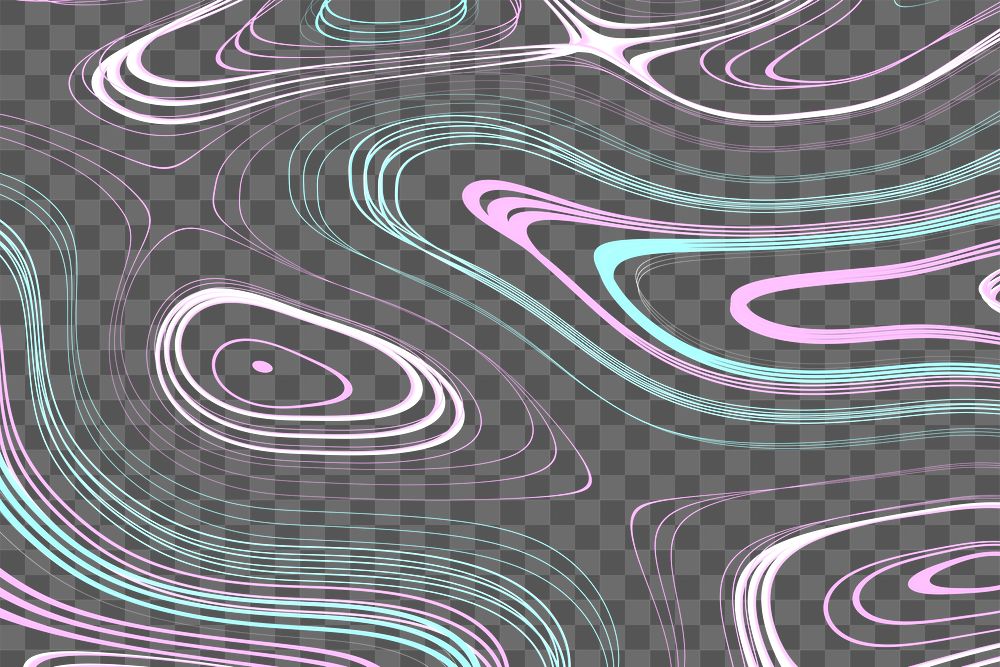 Abstract wavy png pastel topography, transparent background