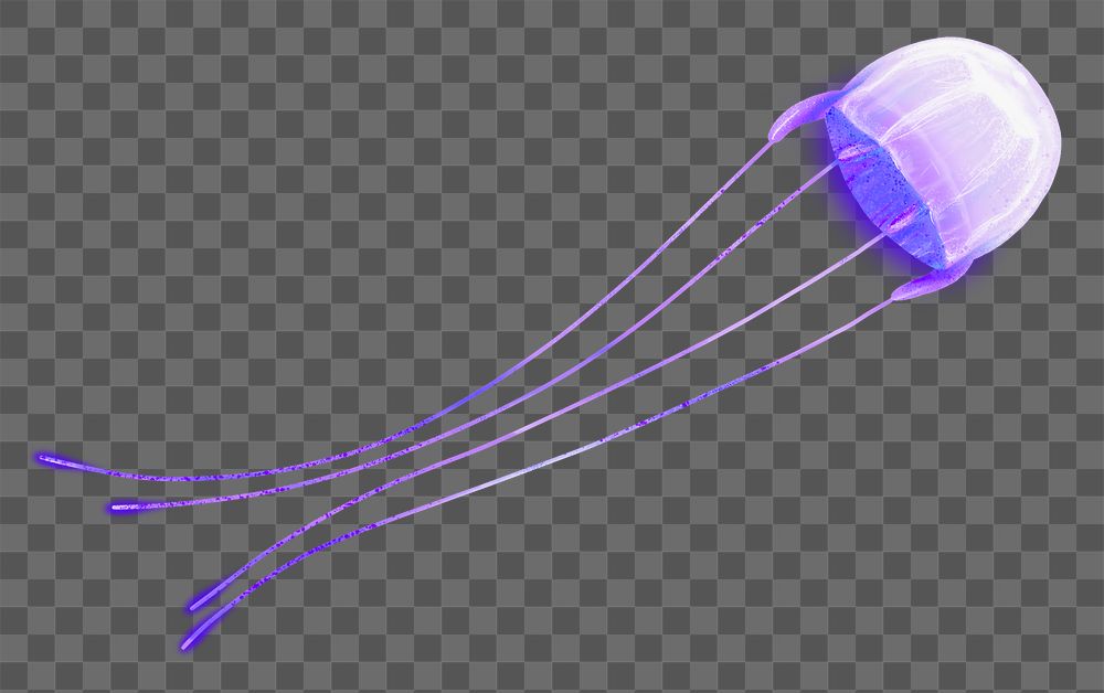 Neon purple jellyfish png sticker, animal illustration, transparent background